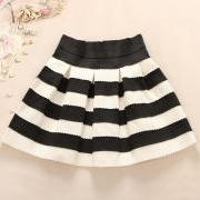 Black and white striped waist tutu skirt A 091205