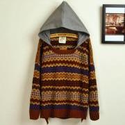 A 082725 Retro hit color embroidered big yards sweater