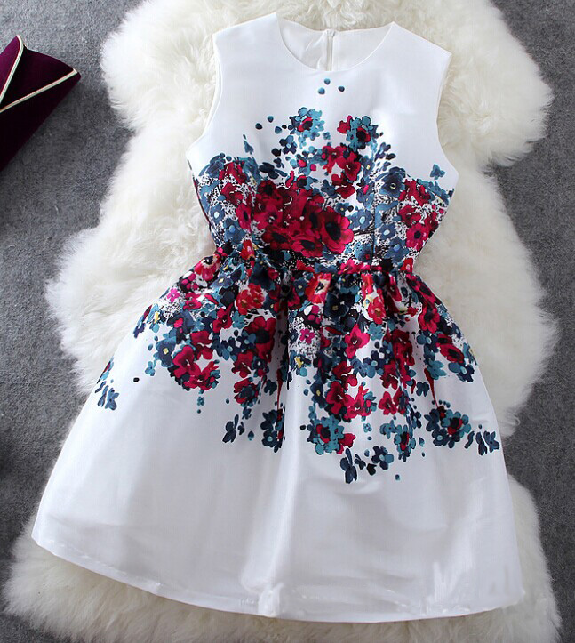 Safflower Oil Painting Sleeveless Dress Afchgg on Luulla