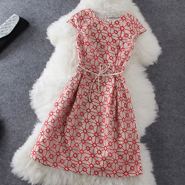 Plaid Embroidered Sleeveless Dress HT625BI on Luulla