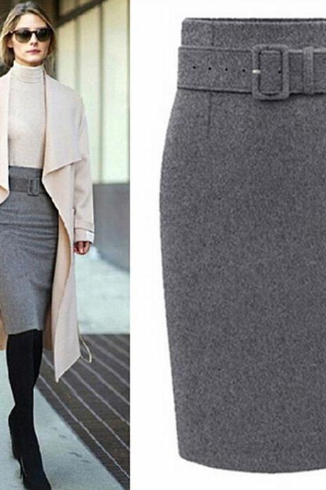 Fashion Solid color high waist skirts 7241569