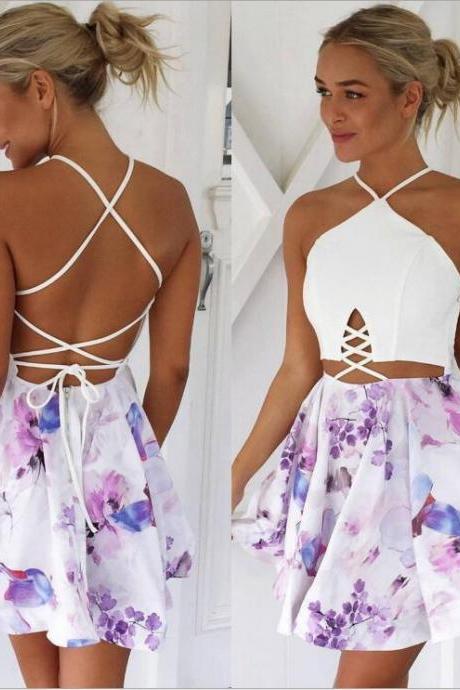 Sexy Sling Strapless Print Stitching Dress Km23914