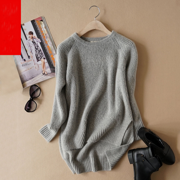 Fashion Round Collar Pure Color Knitting Sweater 6051846 on Luulla